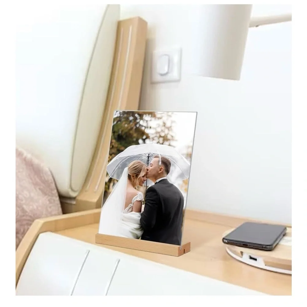Set of 6 -New Natural Oak Acrylic Sign/Picture Frames